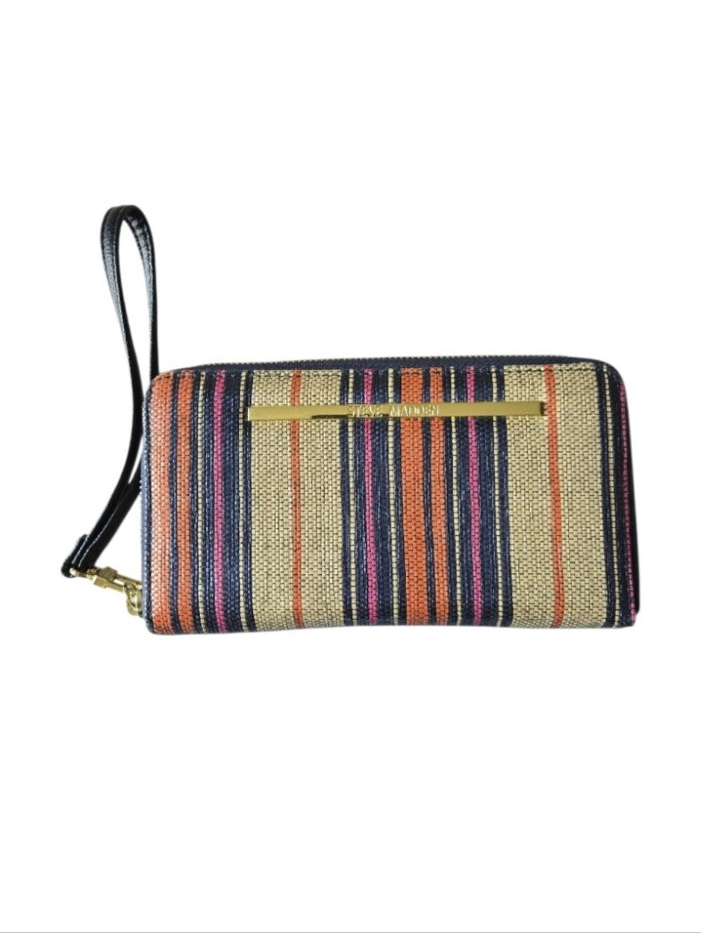 Steve Madden Woven Beige Multicolor Striped Wallet/Wristlet EUC
